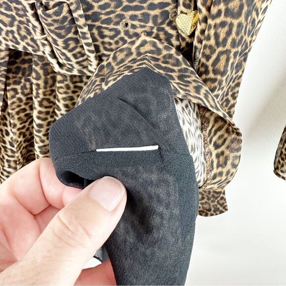 ZARA Long Sleeve Cheetah Print Dress w/Belt and Neck Tie XS‎ - Picture 8 of 14